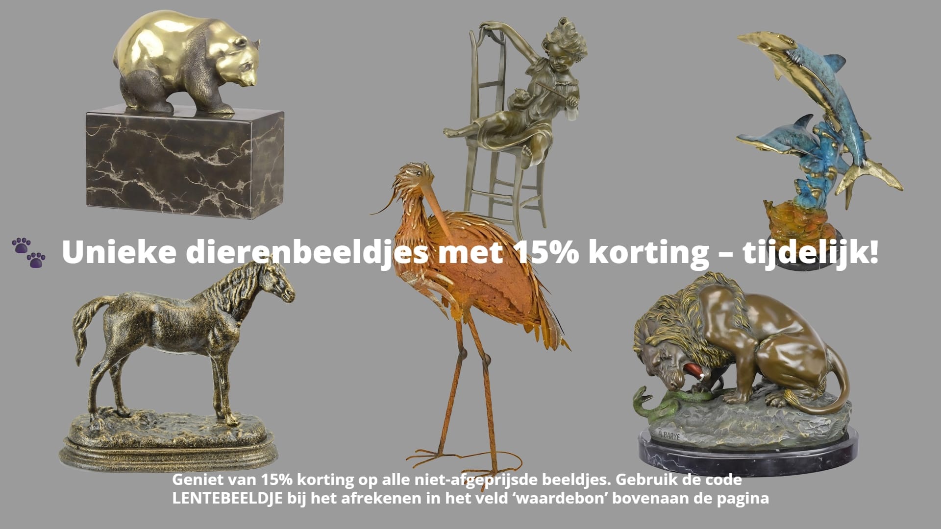 Lentebeeldjes. Kortingen van 15% op alle niet afgeprijsde beeldjes.